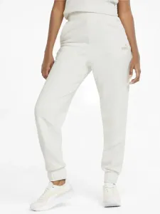 Puma ESS+ Embroidery High-Waist Sweatpants White