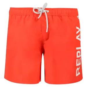 Replay Mens Logo Swim Shorts Orange L
