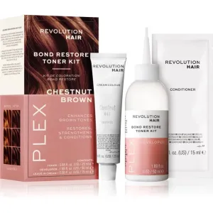 Revolution Haircare Plex Bond Restore Kit set for hair colour enhancement shade Chestnut Brown #291862
