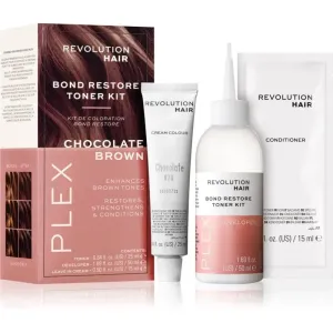 Revolution Haircare Plex Bond Restore Kit set for hair colour enhancement shade Chocolate Brown