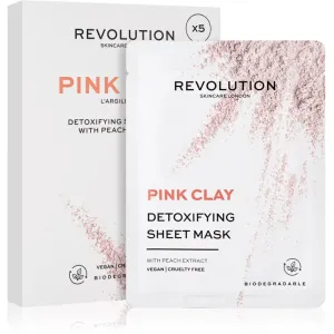 Revolution Skincare Pink Clay sheet mask set with detoxifying effect 5 pc