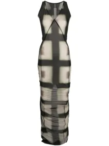 RICK OWENS - V-neck Printed Long Dress