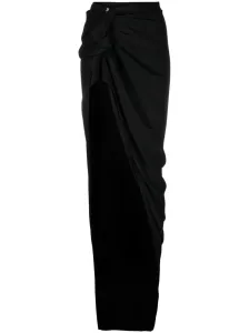 RICK OWENS - Draped Silk Blend Long Skirt #1637514