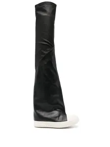 RICK OWENS - Thigh-high Leather Sneaker Boots