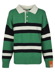 RIGHT FOR - Wool Striped Long Sleeve Polo Shirt