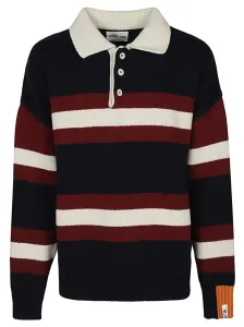 RIGHT FOR - Wool Striped Long Sleeve Polo Shirt #1272734