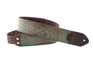 RightOnStraps Leathercraft Blackguard Leather guitar strap Teal