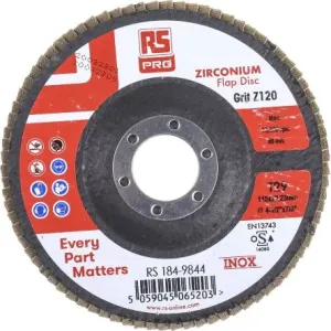RS PRO Zirconium Dioxide Flap Disc, 115mm, P120 Grit