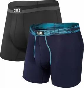 SAXX Sport Mesh 2-Pack Boxer Brief Navy Digi Dna/Black L Fitness Underwear