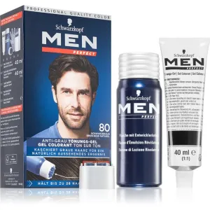 Schwarzkopf Men Perfect Anti-Grey Color Gel Tinted Gel for Hair for Men 80 Natural Black Brown