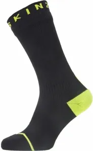 Sealskinz Waterproof All Weather Mid Length Sock With Hydrostop Black/Neon Yellow L Cycling Socks