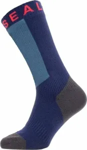 Sealskinz Waterproof Warm Weather Mid Length Sock With Hydrostop Navy Blue/Grey/Red L Cycling Socks