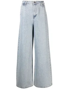 SELF PORTRAIT - Rhinestones Wide Leg Denim Jeans #1752303