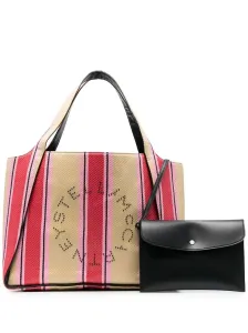 STELLA MCCARTNEY - Stella Logo Striped Raffia Tote Bag #1634422