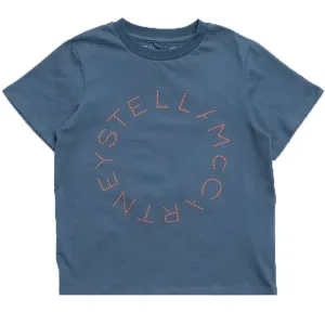 Stella Mccartney Unisex Dotted Logo T Shirt Blue 10Y