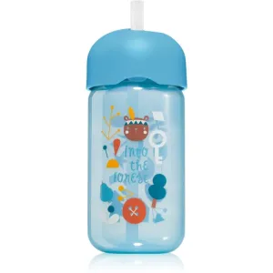 Suavinex Forest Straw Trainer Cup children’s bottle with straw 18 m+ Blue 340 ml