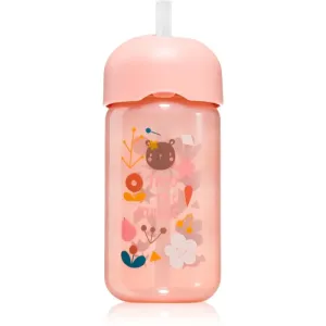 Suavinex Forest Straw Trainer Cup children’s bottle with straw 18 m+ Pink 340 ml