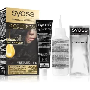 Syoss Oleo Intense permanent hair dye with oil shade 1-10 Intense Black 1 pc