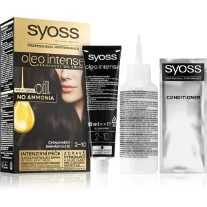 Syoss Oleo Intense permanent hair dye with oil shade 2-10 Black brown 1 pc