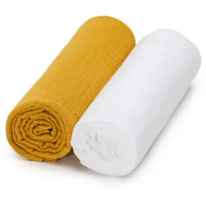 T-TOMI Muslin Diapers White + Mustard 2 pc