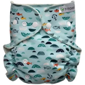 T-TOMI Pant Diaper Changing Set Snaps washable nappy pants with insert Green Sea 3 - 15 kg 1 pc