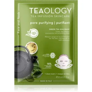 Teaology Face Mask Green Tea AHA refreshing and purifying sheet mask for face and neck 21 ml