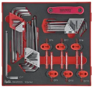 Teng Tools 42 pieces Hex Key, L Shape 1.5 mm, 1/4 mm, 1/8 mm, 2.5 mm, 2 mm, 3/8 mm, 3/16 mm, 3/32 mm, 3 mm, 4 mm, 5/16