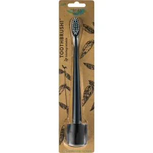 The Natural Family Co. Bio toothbrush with a holder soft Pirate Black 1 pc