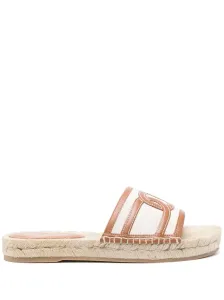 TOD'S - Rafia And Leather Flat Sandals