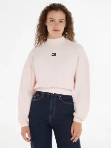 Tommy Jeans Mock Neck Badge Boxy Cropped Sweatshirt Pink #1353406