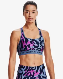 Under Armour Women's Armour Mid Crossback Printed Sports Bra Mineral Blue/Midnight Navy S Fitness Underwear