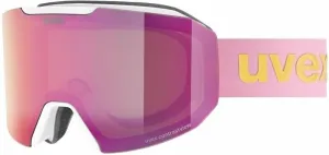 UVEX Evidnt Attract White Mat Mirror Rose/Contrastview Green Lasergold Lite Ski Goggles