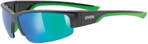 UVEX Sportstyle 215 Black Mat/Green/Mirror Green Cycling Glasses