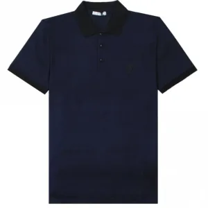 Versace Collection Men's Scattered Logo Print Polo Shirt Navy Extra Large