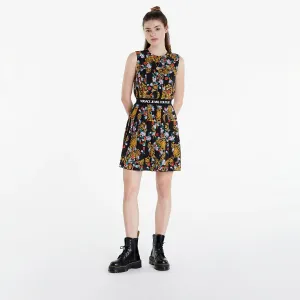 Versace Jeans Couture Light Crepe Print Sunflower Gar Dress Black #1190334