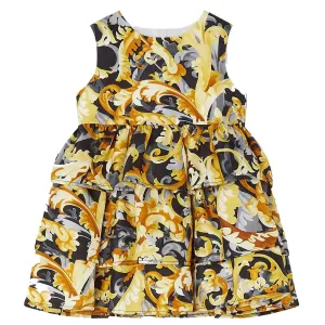 Versace Baby Girls Twill Barocco Print Dress Gold 18M