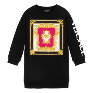 Versace Girls Cotton Sweatshirt Dress Black 10Y