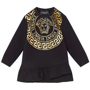 Versace Girls Medusa Print Sweatshirt Dress Black 36M