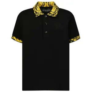 Versace Boys Barocco Polo Shirt Black 6Y