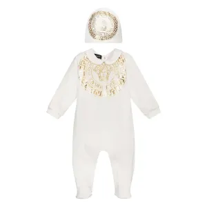 Versace - Baby Boys Medusa Print Babygrow With Hat Set 3M White