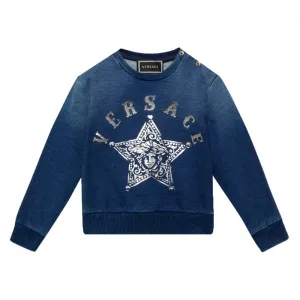 Versace Baby Boys Cotton Sweatshirt Blue 3M