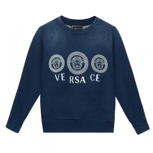 Versace Boys Triple Medeusa Sweatshirt Blue 6Y