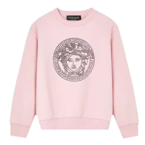 Versace Girls Crystal Medusa Sweater Pink 12Y