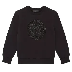 Versace Kids Unisex Crystal Medusa Sweatshirt Black 12Y