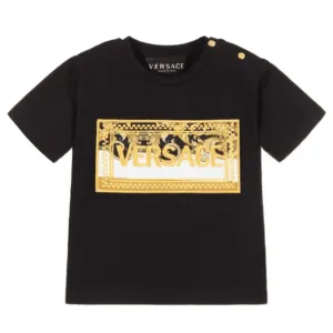Versace Baby Boys T-shirt Golden Logo Black 18/24