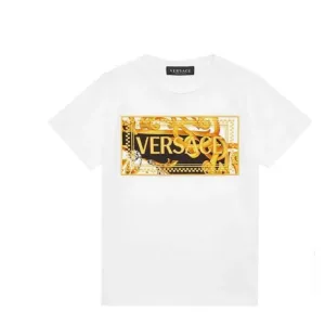 Versace Boys Gold Baroque Logo T-shirt White 10 Years