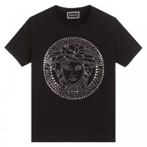 Versace Boys Studded Medusa T-shirt Black 4Y