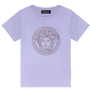 Versace Girls Medusa Embroidered Logo T Shirt Purple 4Y