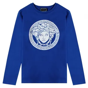 Young Versace Boys Medusa Print T-shirt Blue 8 Years