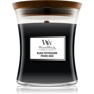 Woodwick Black Peppercorn scented candle with wooden wick 275 g